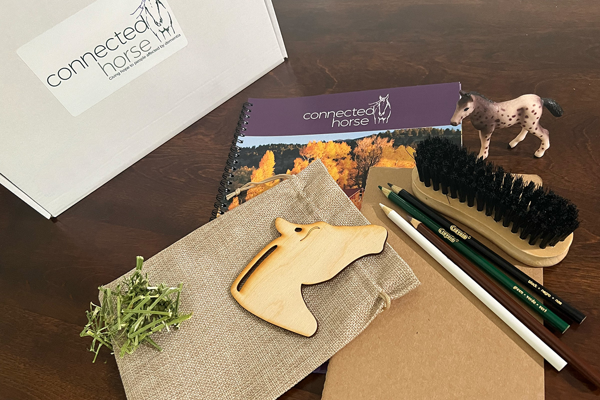 A Connected Horse Sensory Engagement Kit, part of the Barn At-Home program, contains activities to stimulate the senses.